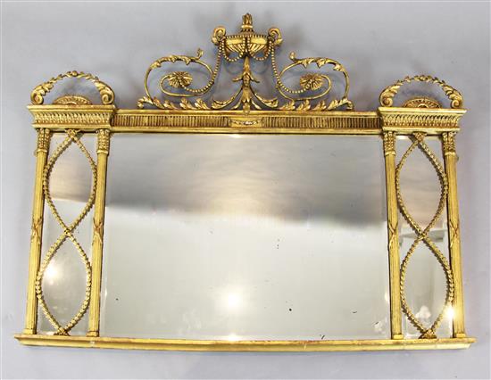 An Adam Revival giltwood and gesso overmantel, W.4ft 1in. H.2ft 10in.